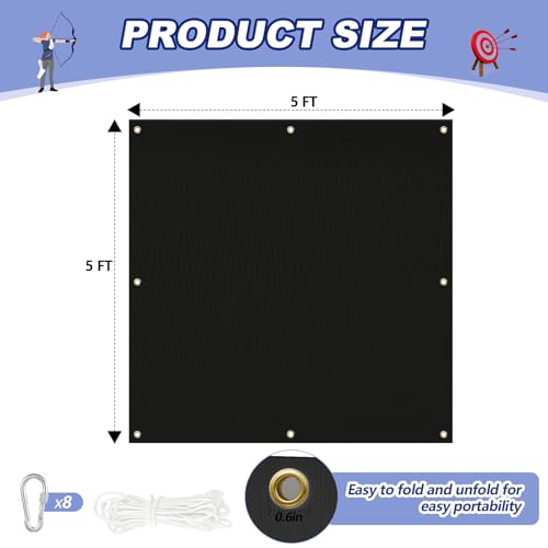 Image of Silipull Archery Backstop Netting Heavy Duty with Rope and Hooks Slingshot Archery Net for Backyard Shooting Accessories