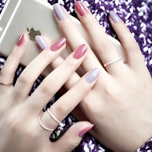 Olbye Fake Nails Round Edge Press on Nails Full Cover Artificial Nails Medium False Nails for Women and Girls 24Pcs(Style 2)