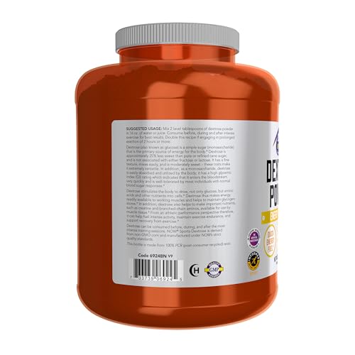 Image of NOW Foods Sports Nutrition, Dextrose Powder (Monosaccharide), Energy Production*, 10 Pound (Pack of 4)