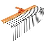 48 in Durable Pine Straw Rake Steel Spring Landscape Rake Fits 2 in Receiver for Lawn Tractors or ATV/UTV, Orange