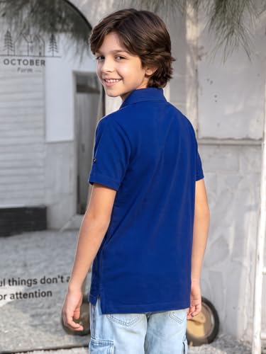 Image of Li'l Tomatoes Boys Sports Polo T-Shirt Polyester Casual Summer Tee | inchGolf Player inch Printed Collar Neck T-Shirt | Lightweight & Breathable Half Sleeve Sports Wear | Stylish Polo Tee | 9-16 Years