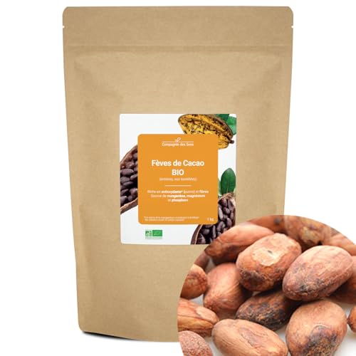 Fèves de Cacao BIO (entières, non torréfiées) - riche en antioxydants - 1kg