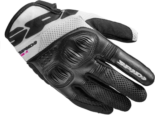 SPIDI, Flash-R Evo Lady, Damen-Motorrad-Handschuhe, schützend & strapazierfähig, Sommerhandschuhe, wasserdicht & rutschfest, Touchscreen-tauglich, durchschn. Gewicht 0,1 kg, Schwarz und Weiß, Größe M