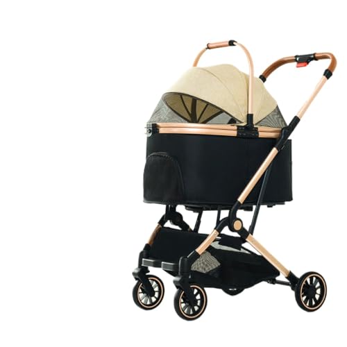 ペットバギー ペットキャリー 分離型 大容量 猫 犬 折りたたみ 組立簡単 多機能 通気 軽量 お出かけ便利 ブレーキ付き介護用 防災 避難 (カーキ)