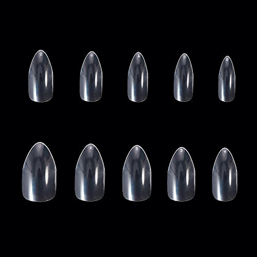 600 PCS Acrylic False Nails - MelodySusie Full Cover Almond Nail Tips Clear Acrylic Fake Nails 10 Sizes for Nail Salons and DIY Nail Art