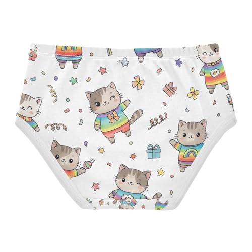Cute Cartoon Cats Rainbow Undies for Toddler Girls, Panties for Girls, 2T–8 Years2