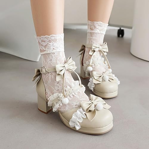 Cute Lolita Pumps for Women Mary Jane Bow Shoes Ankles Block Heel JK Sweet Sandals Goth Emo Rave Parties Rave Y2K Kawaii Elegant Dressy Fashion Trendy Shoes Back to School Spring Summer Fall Outdoors2