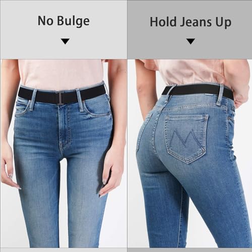 SANSTHS 4 pack Womens Invisible Adjustable Elastic No Show Flat Buckle Stretchable Belt for Jeans Pants Dresses3
