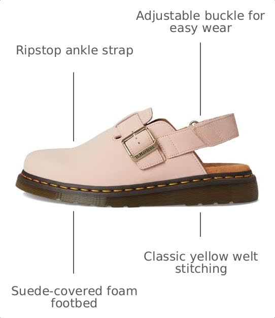 Image of Dr. Martens Unisex Jorge II Leather Slingback Mules Powder Pink UK 9 (US Men's 10, US Women's 11) Medium