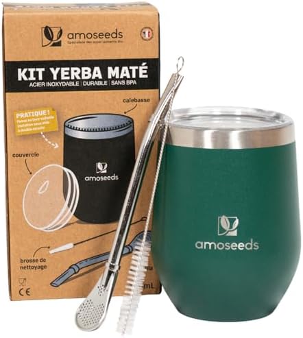 Calebasse Maté En Acier Inox 18/8 Double Paroi - Avec 2 Bombillas Et Brosse - 260 Ml - Tradition Yerba Mate