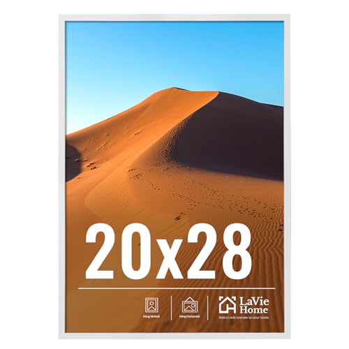Image of LaVie Home 20x28 Picture Frame for Wall Display, 20x28 White Picture Frame with HD Plexiglas, 20 x 28 Poster Frame 1 Pack, Display Frame for Vertical or Horizontal, Classic Collection