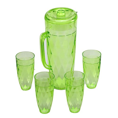 Jarra AcrĂlico com Tampa 4 Copos Verde Agua Bebida 1250ml