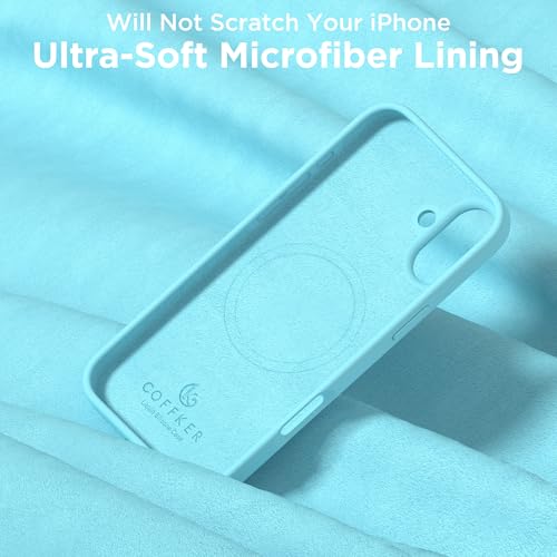 Image of Magnetic for iPhone 16 Case, Compatible with Magsafe, Suction Cup Phone Mount, [2 Screen Protectors][Camera Lens Protector] Silicone Shockproof Protective Slim Phone Cover 6.1 inch, Sea Blue
