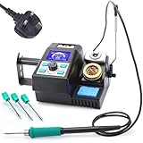 YIHUA Kit stazione saldatore di precisione 982 con display LCD digitale, punte di saldatura compatibili con cartuccia C245, dispenser di filo per saldatura, 4 canali di memoria, riscaldamento rapido