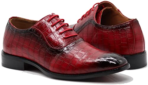 Image of Gator3N Men's Alligator Crocodile Print Oxfords Fashion Lace Up Dress Shoes