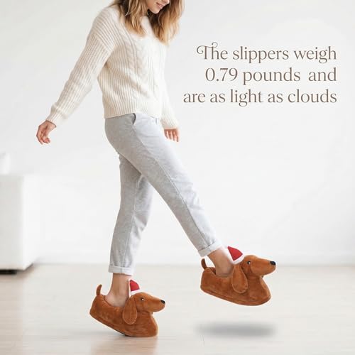 Image of Unimaglif Cute Dachshund Slippers For Women - Cozy Warm Animal Dog Slippers For Indoor