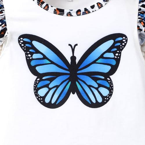 Image of Girl 2pcs set with ruffle sleeves top flared pants spring summer short sleeves 4-12Y