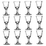 12 mini vasos de chupito, mini copas de vino transparentes de 10 ml con base, vasos de vidrio pequeños para vino, tequila, whisky, licores, de vidrio pequeños