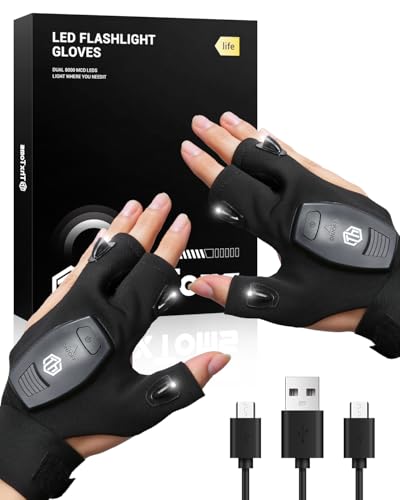 ThxToms Stocking Stuffers for Men Rechargeable Flashlight Gloves with 3 Led