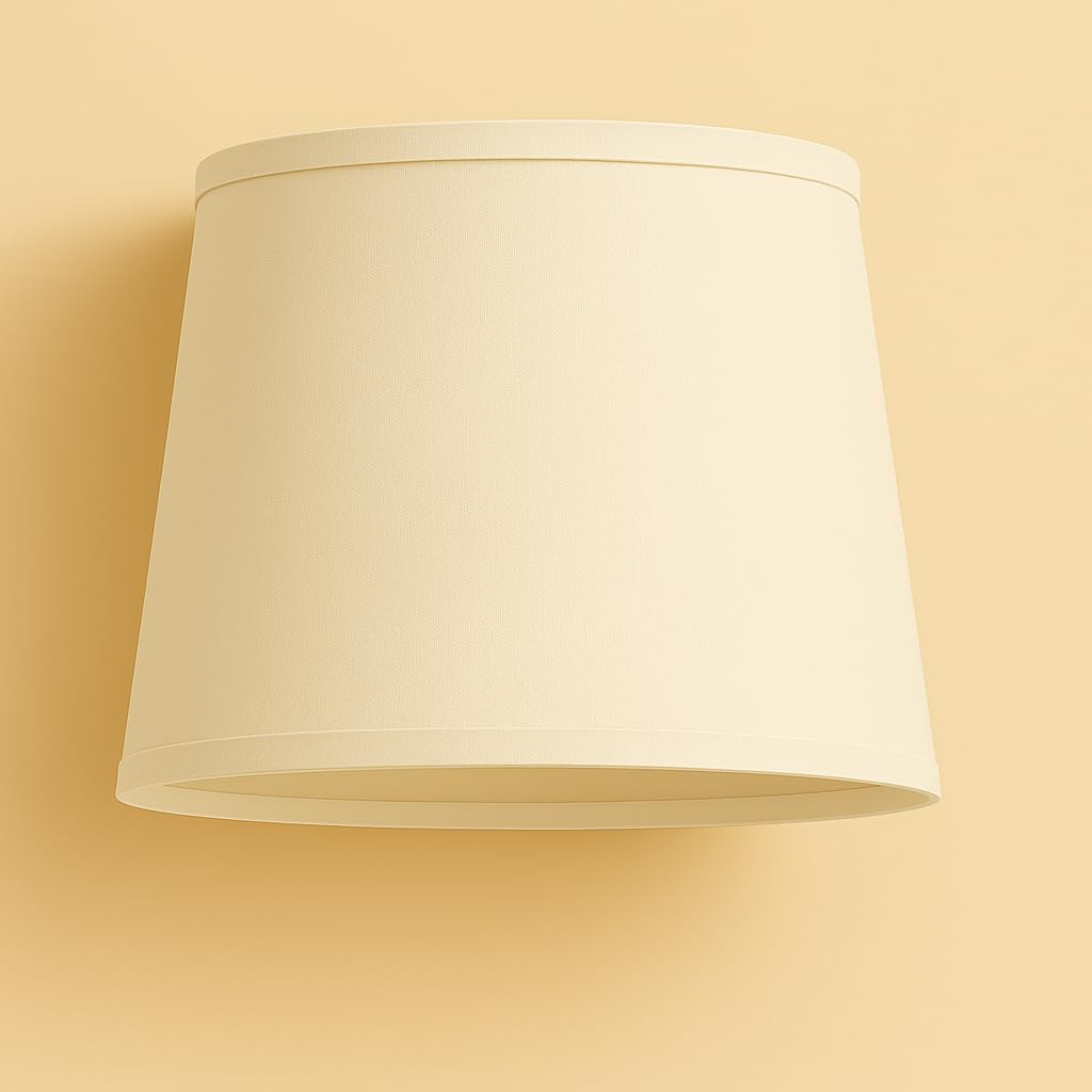 30 cm Paralume Tessuto di Cotone con PVC Bianco, Prodotto Artigianale, per Lampada da Tavolo, Piantana (Avorio)
