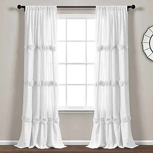 Lush Decor, White Darla Window Curtain Single Panel, 84" x 40" (16T005086), W 40" x L 84" (1 Panels)
