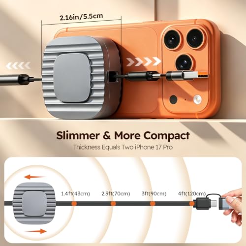 Retractable Multi Charging Cable, 3 in 2 Universal Cord, Retractable Car Charging Cable with USB A/C to L/USB C/Micro USB Port for iPhone 17/16/Galaxy/PS/Tablets/Pads, Car Accessories for Women — view 2