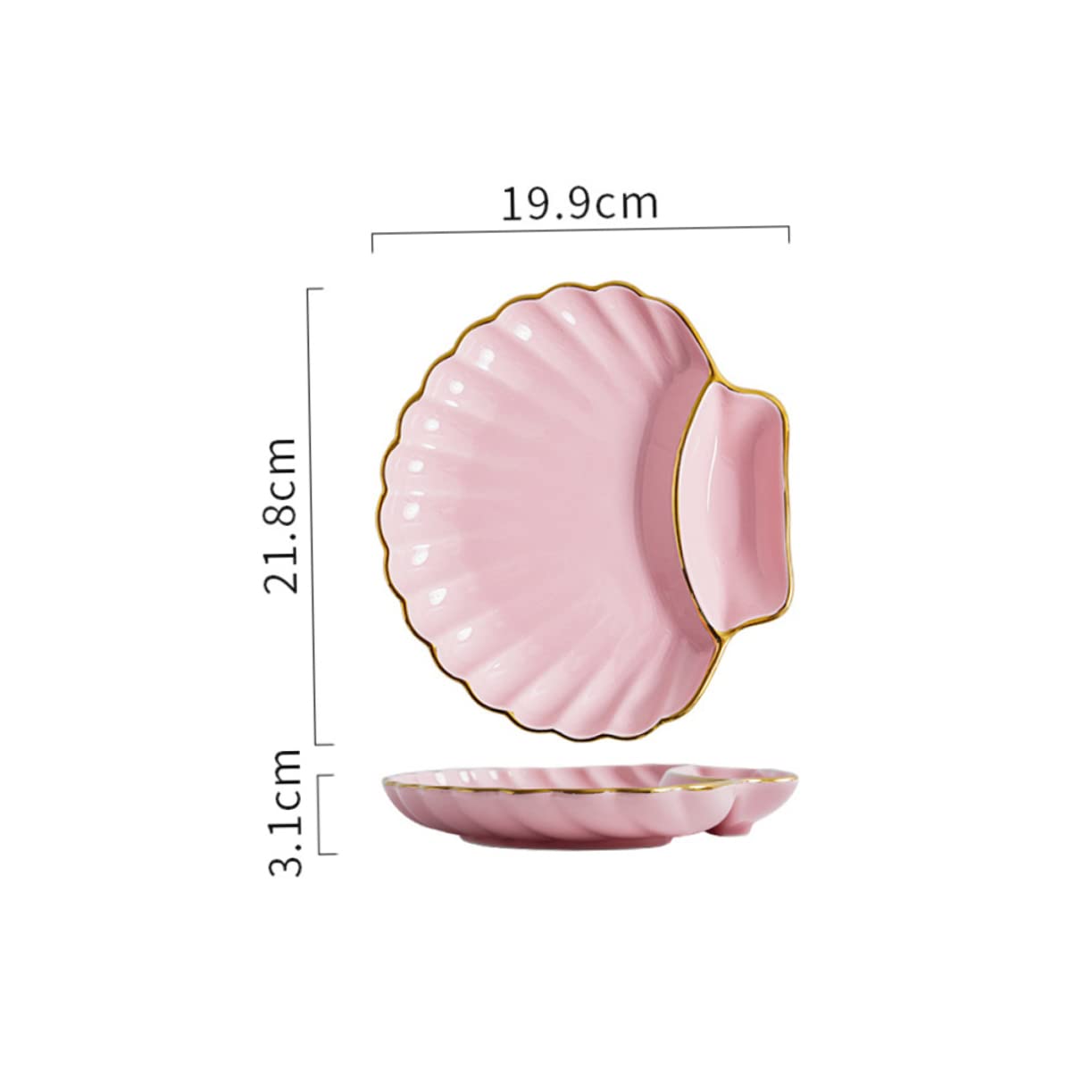 GRIRIW 1pc Ceramic Dumpling Plate Chip and Dip Tray Simple Dumpling Plate Snacks Chips Porcelain Platter Kitchen Tableware Chips Plate French Fries Dipping Bowl Ceramics Pink re-usable