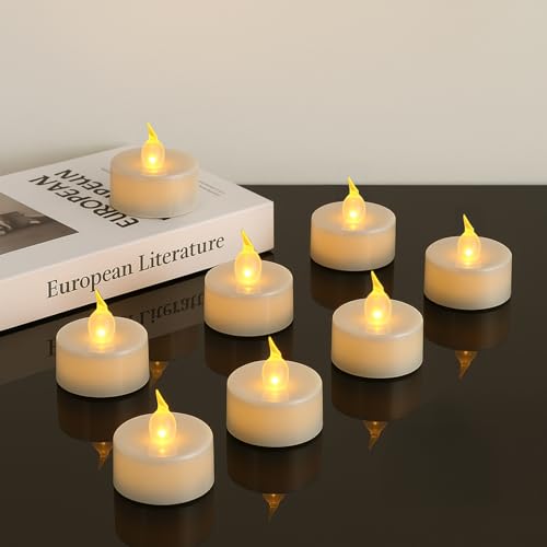 Image of 12 PCS Warm White Flickering Tea Light Candles with Timer