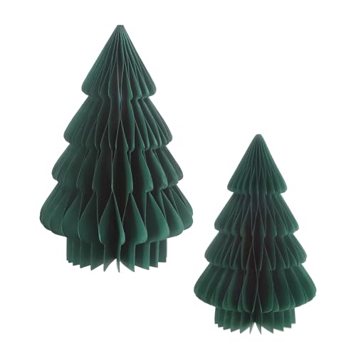 Spetebo Papier Tannenbaum Aufsteller 2er Set 30 cm / 20 cm - grün -...