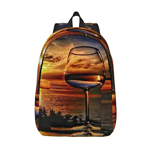 Sac à dos ordinateur portable Color Octopus S avec motif verre à vin au coucher du soleil