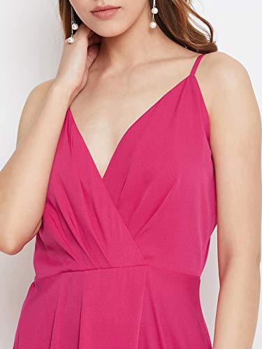 Image of Berrylush Red Solid V Neck Maxi Dress