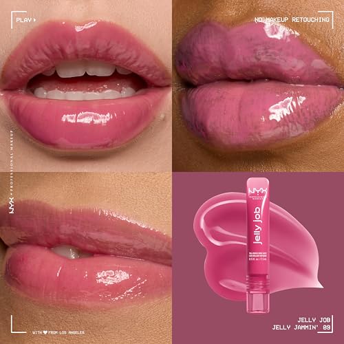 NYX PROFESSIONAL MAKEUP Jelly Job Lip Gloss, Jelly Jammin', Cool Pink | Lip Tint Gloss with Full-Bodied, Smoothing & Hyper-Glossy Shine, Hydrating Cherry Oil & Peptide Complex, Vegan & Cruelty-Free - image 2