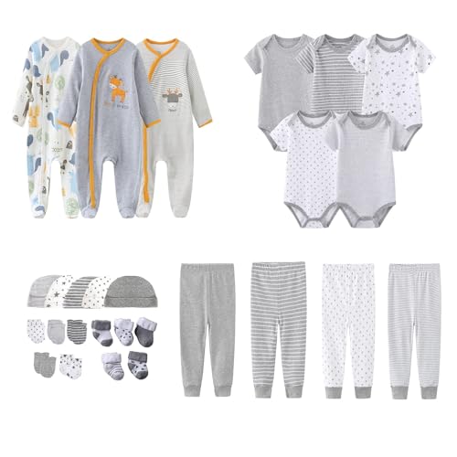 Image of MAMIMAKA Newborn Layette Gift Set 27-Piece Baby Girl Clothes Bodysuits, Pants Essentials and Accessories 0-12Months