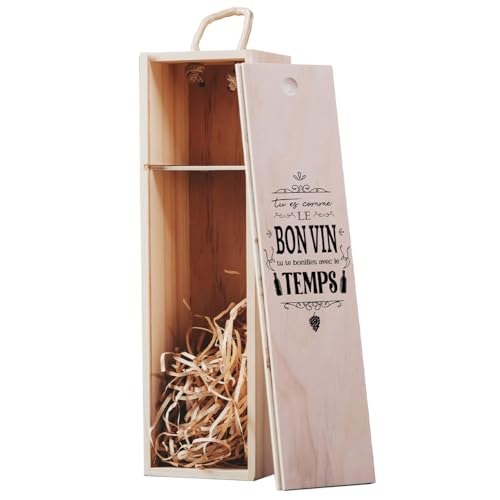 Winebox® | Coffret à Vin Gravé | Bois de Patong Robuste | Fermeture Sécurisée et Poignée Ergonomique | Caisse Élégante et Durable | Idée Cadeau pour...