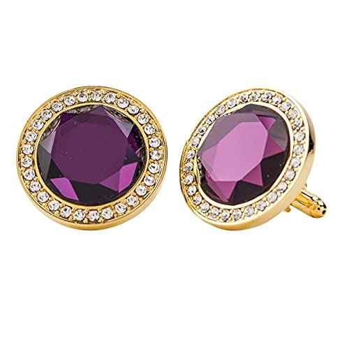 Vittorio Vico Round Button Colored Crystal Diamond Set Cufflinks by Classy Cufflinks