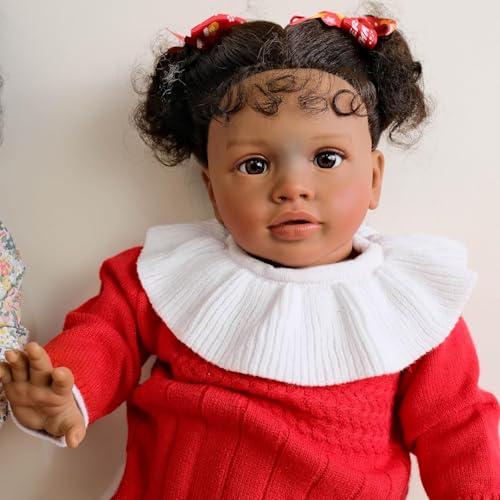 ROSHUAN Reborn Kleinkind Puppen Schwarzes Mädchen 26 Zoll Große Größe Reborn Babypuppen Afroamerikanische Realistische Babypuppe Weiches Tuch Körper Lebensechte Kleinkindpuppe – Bild 6
