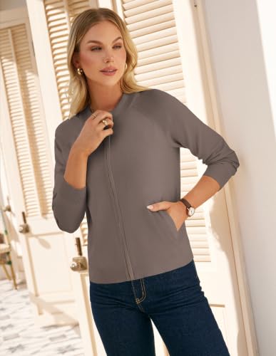 Image of GRACE KARIN Womens Long Sleeve Zip Up Cardigan Sweaters Lightweight Sweater Jacket Knitted Fashion Clothes