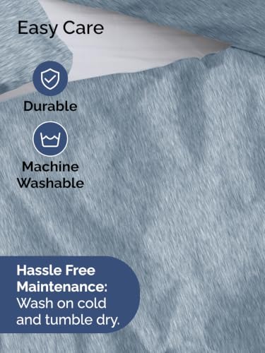 Image of Duvet Cover Full Size - 3 Piece with Zipper Closure - Heathered Blue
