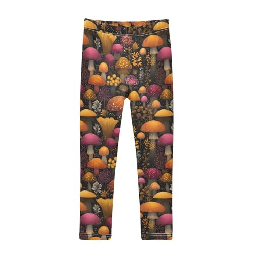 Girls Leggings Mushrooms Leaves Forest Soft Toddler Leggings for Girls Kids Pants Size 4T-10T