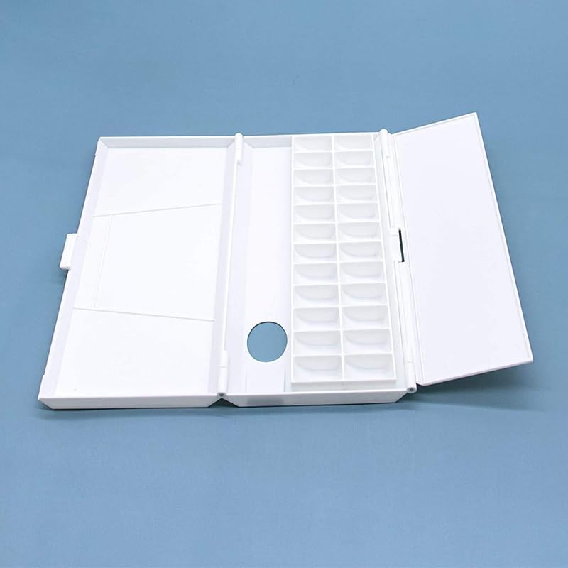 Watercolor Palette Empty Paint Tray 24 Wells Folding Palet Travel Storage Tin Case for Artist Art