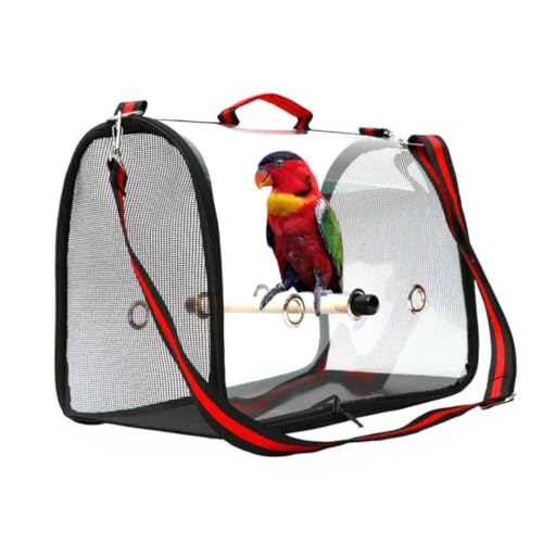 Bolsa Passarinho Mala Caixa Transporte Pássaro Aves Papagaios Calopsita visão panorâmica vermelho