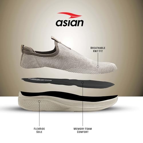 Image of ASIAN Wonderwalk Pro-21 Men's Walking Shoes | Lightweight Slip-On Sneakers with Arch Support | Memory Foam Soft Cushion Insole, Breathable & Flexible Shoes for Gym, Travel & Walk