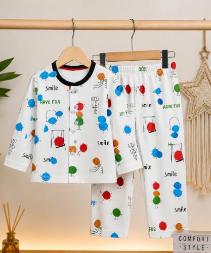 Image of 3BROS BodySuit /Dress for Boys /Girls Full Pajama & Casual Full Sleeves Night Suit Top Combo Kids Set