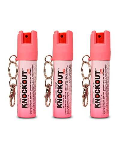 Image of Knockout Punch Strong Oc Pepper Spray with Safety Lock and Key Ring - Pack of 3 (KNOCKPUNCH03)