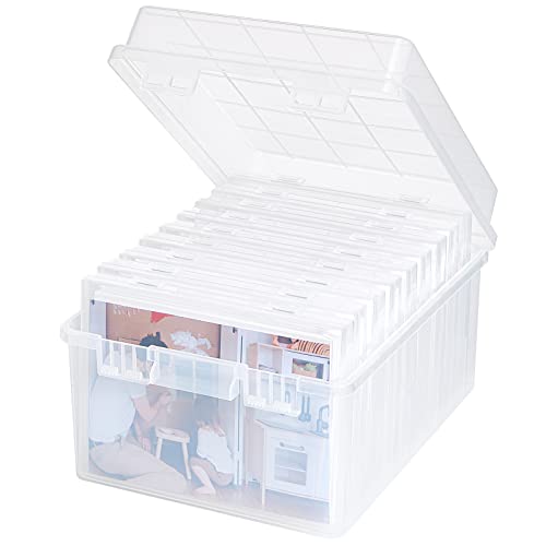 Lifewit Foto Aufbewahrungsbox mit 9 PCS innere Fotohalter, 13x18cm 5R, Klarer Foto Organizer Box aus Kunststoff für Karten Bilder Stempel Bürobedarf,...