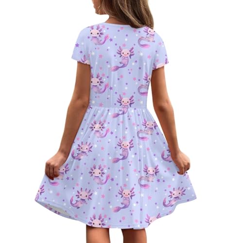 Image of Short Sleeve Dress for Girls with Pockets Cute Toddler Girl Clothes Summer 2-12