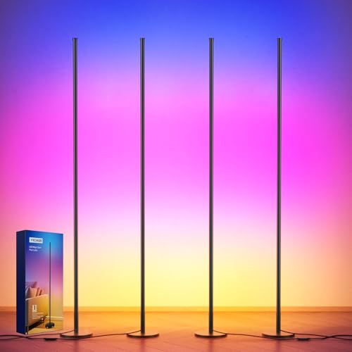 YICAIZI Lampadaire LED d'Angle RGB, 160cm Lampe sur Pied Salon avec APP Contrôle et Télécommande, Musique Sync et Temporisation, pour la Décoration de Fête