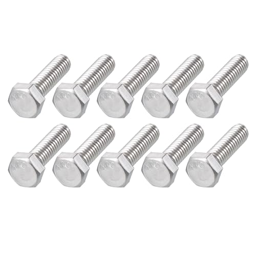 Image of METALLIXITY Hex Head Bolts (5 /16-18 x 1-1 /8 inch) 10Pcs, 304 Stainless Steel 18-8, Fully Threaded, External Hex Drive, Plain Finish, Hex Head Screw Bolt, Silver
