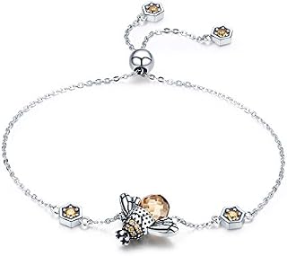 GOXO 925 Oxidized Sterling Silver Queen Honey Bee Little Bumblebee Pendant Necklace Bracelet Earrings Set