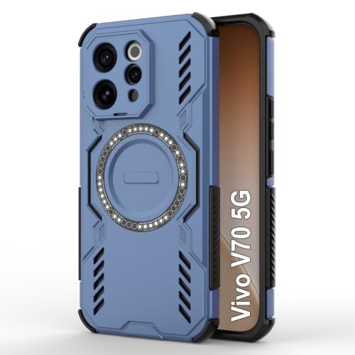 Image of Zapcase Back Case Cover for Vivo V70 5G | Magnetic Case with Built-in Metal Ring | Supports MagSafe Charger, Wallet & Car Mount | Shockproof Hybrid PC + TPU | Blue